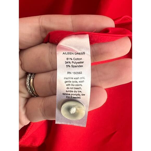 Hinson Wu Aileen 3/4 Sleeve Button Back Shirt Dress Poppy Red Womens Size XS NWT - Picture 9 of 11